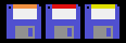 [a 3.5 inch diskette with a colored label]